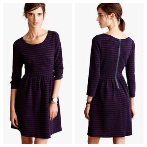 Anthropologie Maeve Brenna Stripe Fit and Flare Dress Womens Size 2